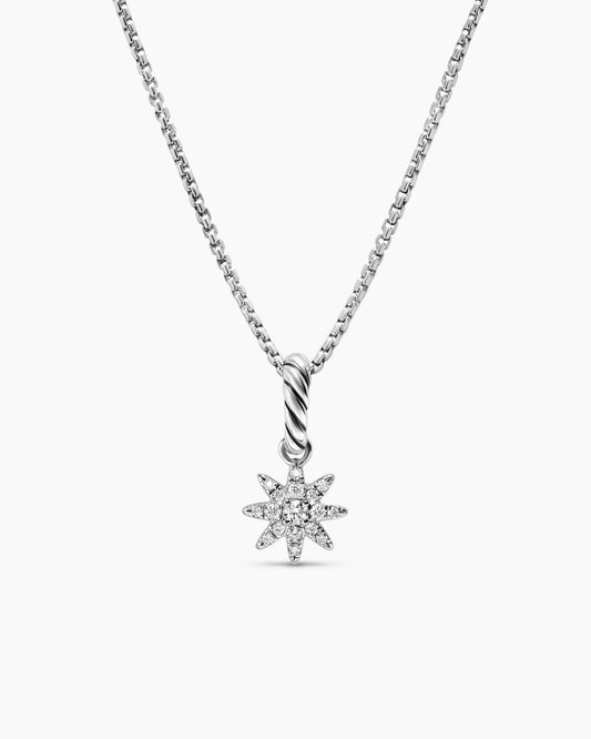 David Yurman Petite Starburst Amulet in Sterling Silver with Full Pavé Diamonds, 10mm David Yurman Women’s