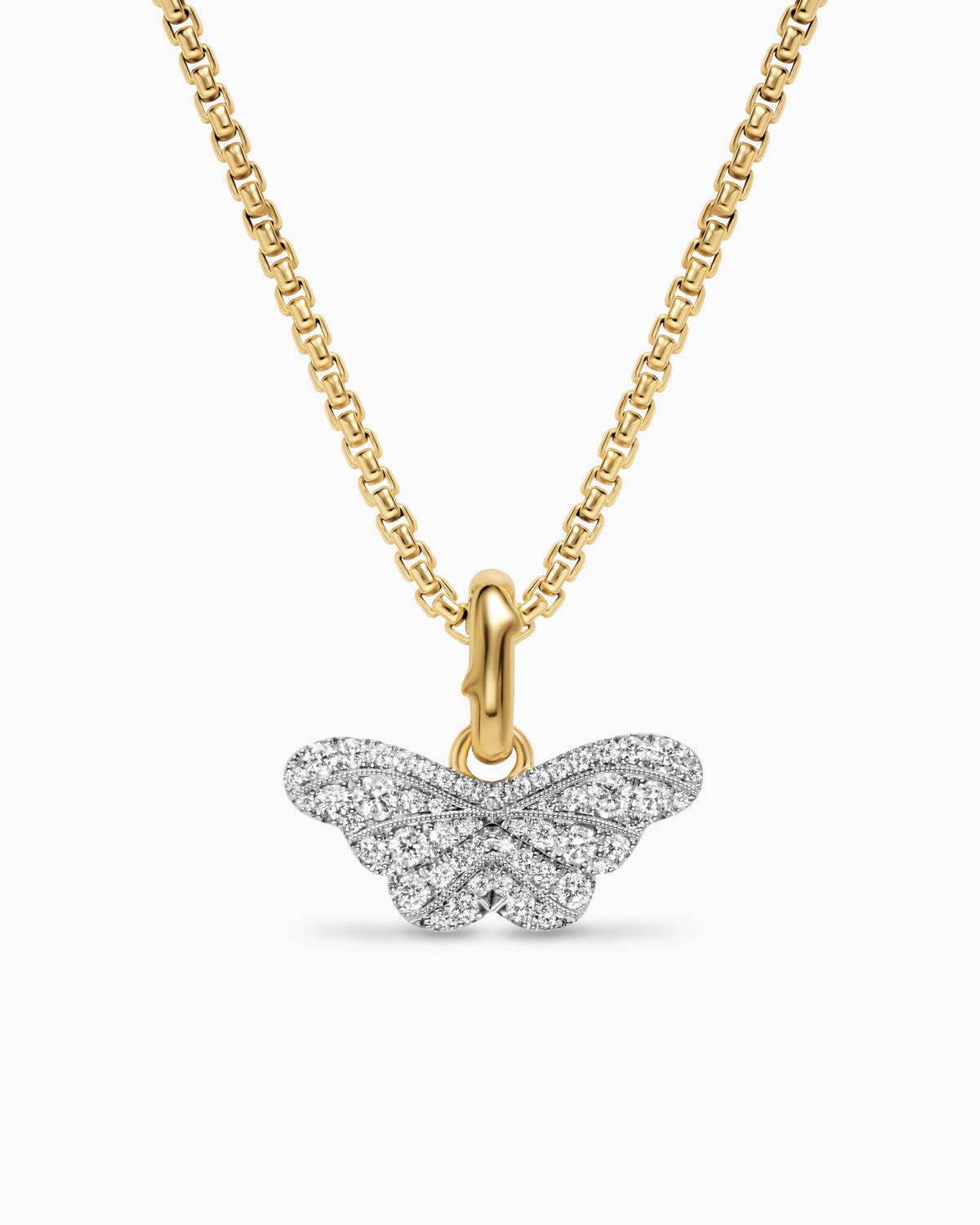 David Yurman Butterfly Amulet in 18K White and Yellow Gold with Diamonds, 9mm David Yurman Women’s