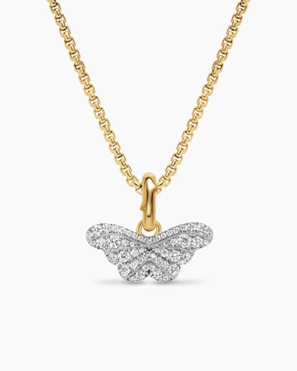 David Yurman Butterfly Amulet in 18K White and Yellow Gold with Diamonds, 9mm David Yurman Women’s