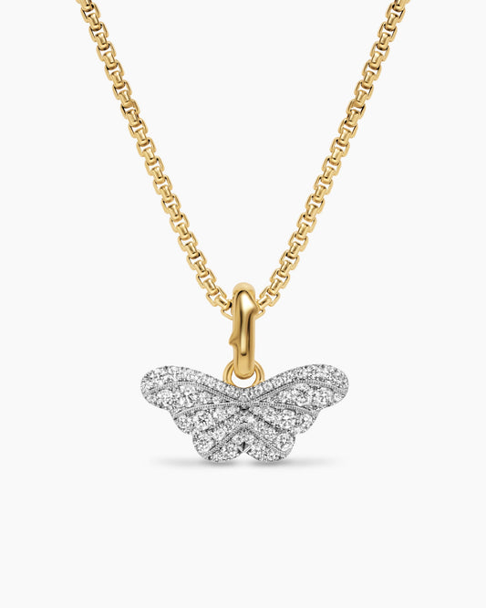 David Yurman Butterfly Amulet in 18K White and Yellow Gold with Diamonds, 9mm David Yurman Women’s