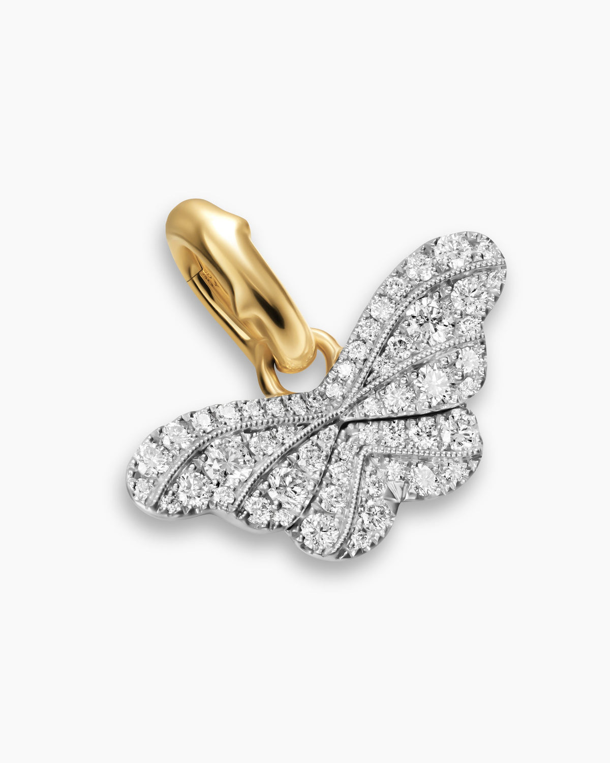 David Yurman Butterfly Amulet in 18K White and Yellow Gold with Diamonds, 9mm David Yurman Women’s