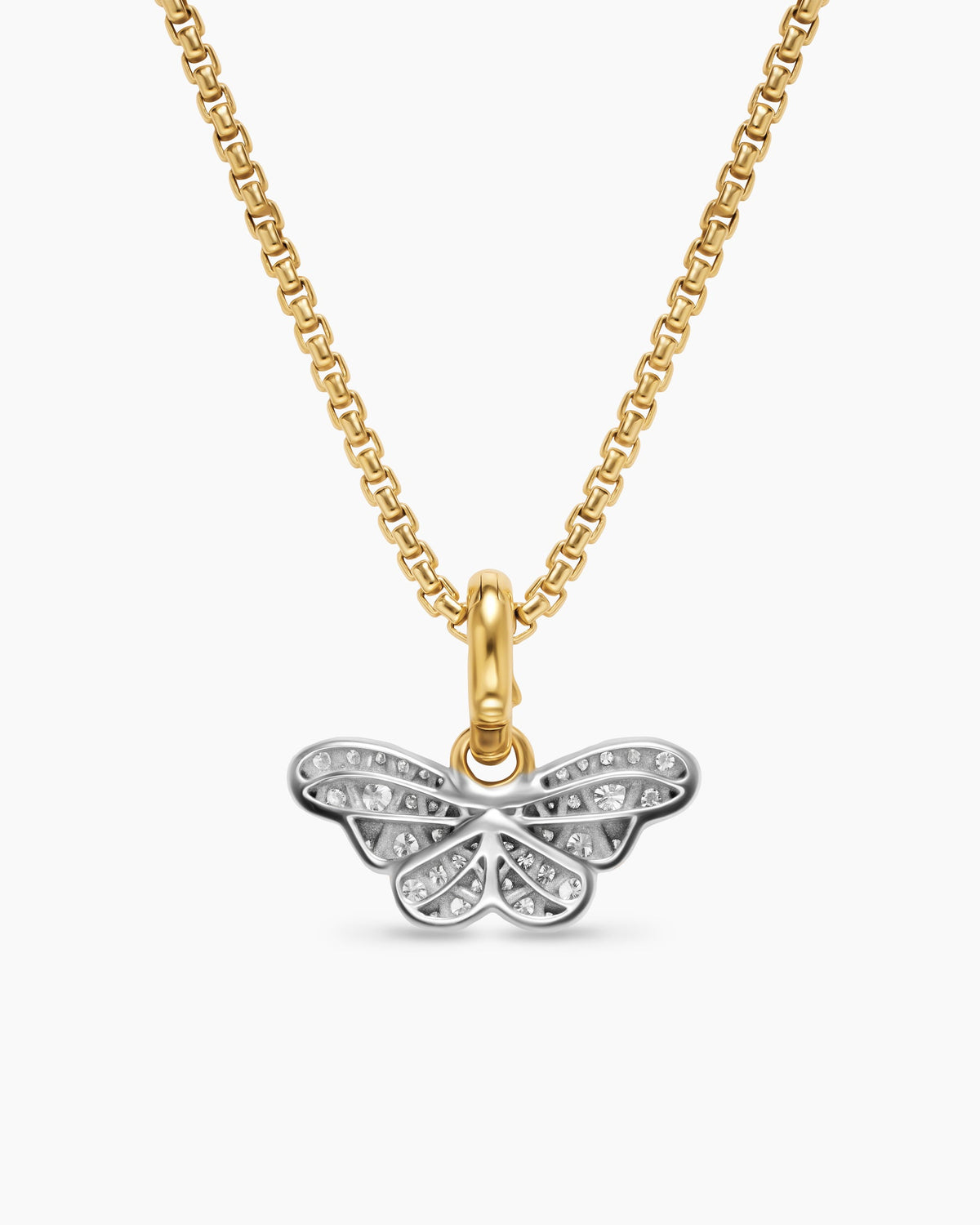 David Yurman Butterfly Amulet in 18K White and Yellow Gold with Diamonds, 9mm David Yurman Women’s