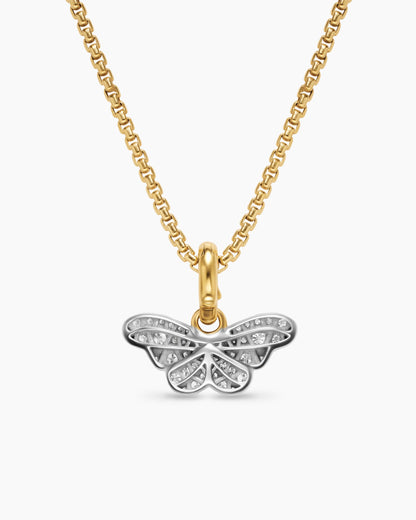David Yurman Butterfly Amulet in 18K White and Yellow Gold with Diamonds, 9mm David Yurman Women’s