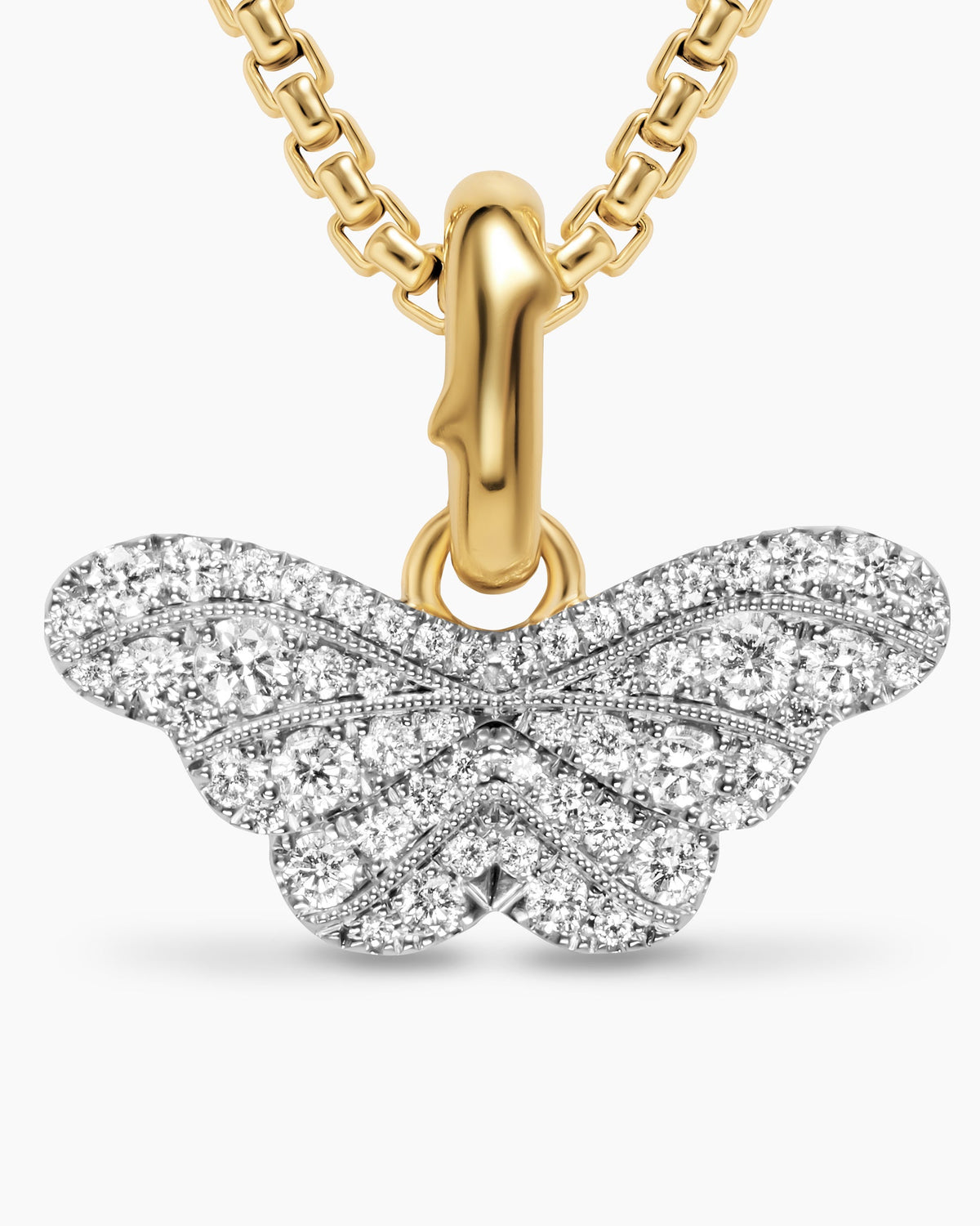 David Yurman Butterfly Amulet in 18K White and Yellow Gold with Diamonds, 9mm David Yurman Women’s