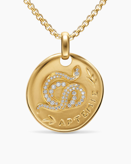 David Yurman Artemis Medallion Amulet in 18K Yellow Gold with Diamonds, 28.3mm David Yurman Women’s