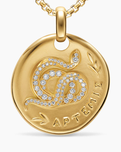David Yurman Artemis Medallion Amulet in 18K Yellow Gold with Diamonds, 28.3mm David Yurman Women’s