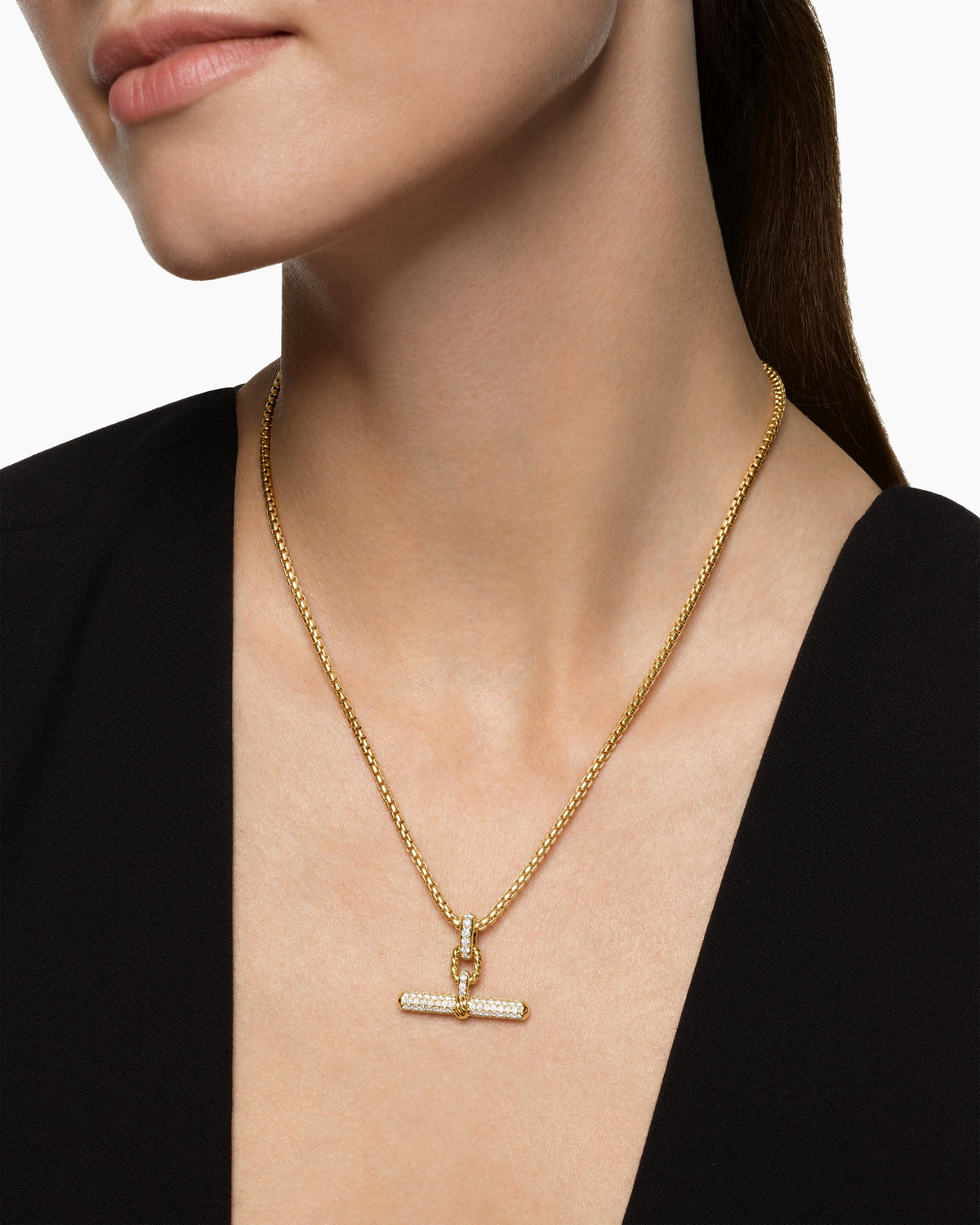David Yurman DY Madison® Toggle Pendant in 18K Yellow Gold with Diamonds, 29mm David Yurman Women’s