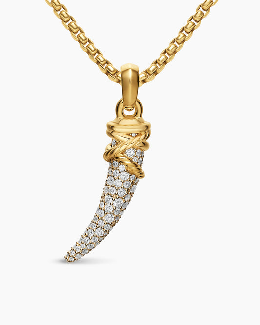 David Yurman Pavé Tusk Amulet in 18K Yellow Gold with Diamonds, 28.8mm David Yurman Women’s