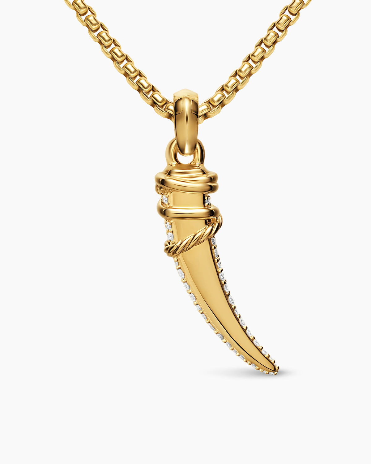 David Yurman Pavé Tusk Amulet in 18K Yellow Gold with Diamonds, 28.8mm David Yurman Women’s