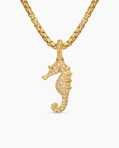 David Yurman Seahorse Amulet in 18K Yellow Gold with Cognac Diamonds and Diamonds, 22mm David Yurman Women’s