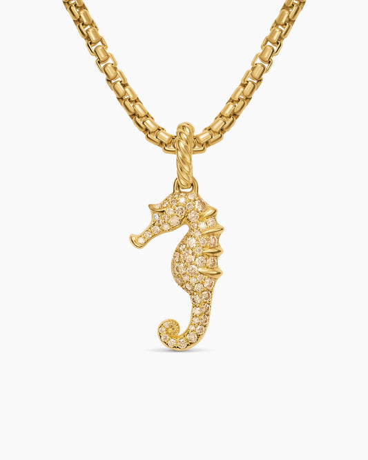 David Yurman Seahorse Amulet in 18K Yellow Gold with Cognac Diamonds and Diamonds, 22mm David Yurman Women’s