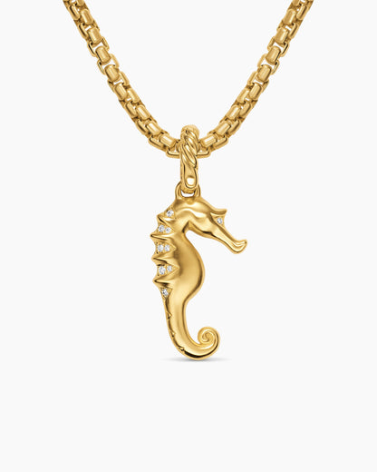 David Yurman Seahorse Amulet in 18K Yellow Gold with Cognac Diamonds and Diamonds, 22mm David Yurman Women’s