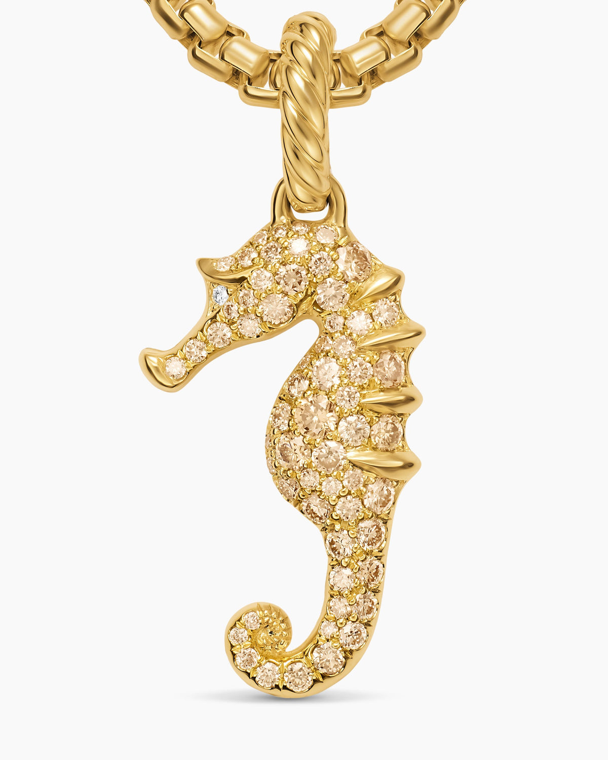 David Yurman Seahorse Amulet in 18K Yellow Gold with Cognac Diamonds and Diamonds, 22mm David Yurman Women’s