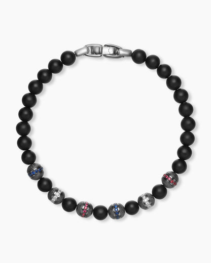 David Yurman Mens Spiritual Beads Flag Bracelet in Sterling Silver, 6mm David Yurman Men’s