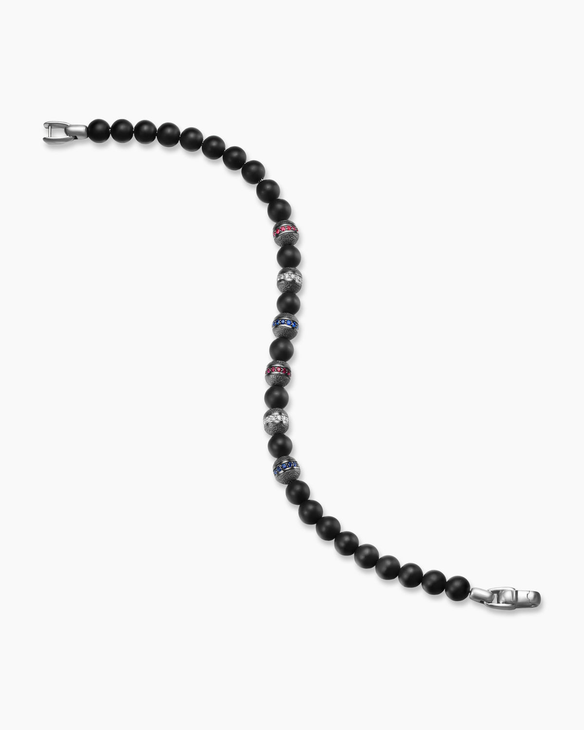 David Yurman Mens Spiritual Beads Flag Bracelet in Sterling Silver, 6mm David Yurman Men’s