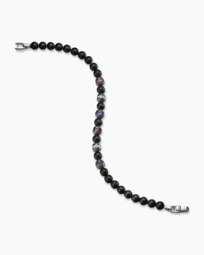 David Yurman Mens Spiritual Beads Flag Bracelet in Sterling Silver, 6mm David Yurman Men’s