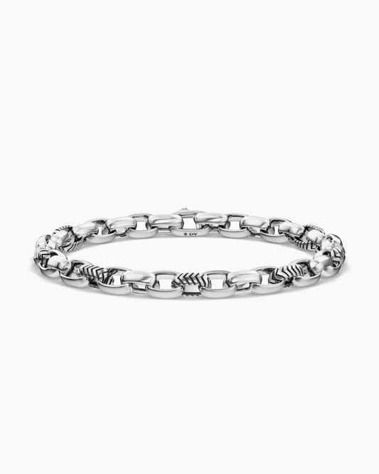 David Yurman Mens Chevron Oval Link Bracelet in Sterling Silver, 7mm David Yurman Men’s