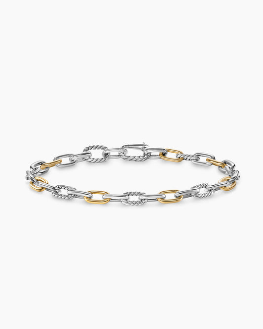 David Yurman Mens DY Madison Chain Bracelet in Sterling Silver with 18K Yellow Gold, 6mm David Yurman Men’s