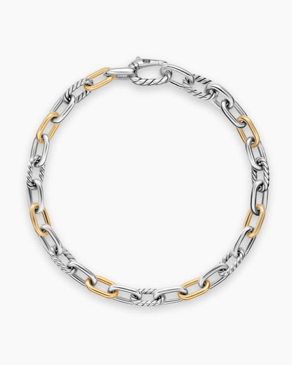 David Yurman Mens DY Madison Chain Bracelet in Sterling Silver with 18K Yellow Gold, 6mm David Yurman Men’s