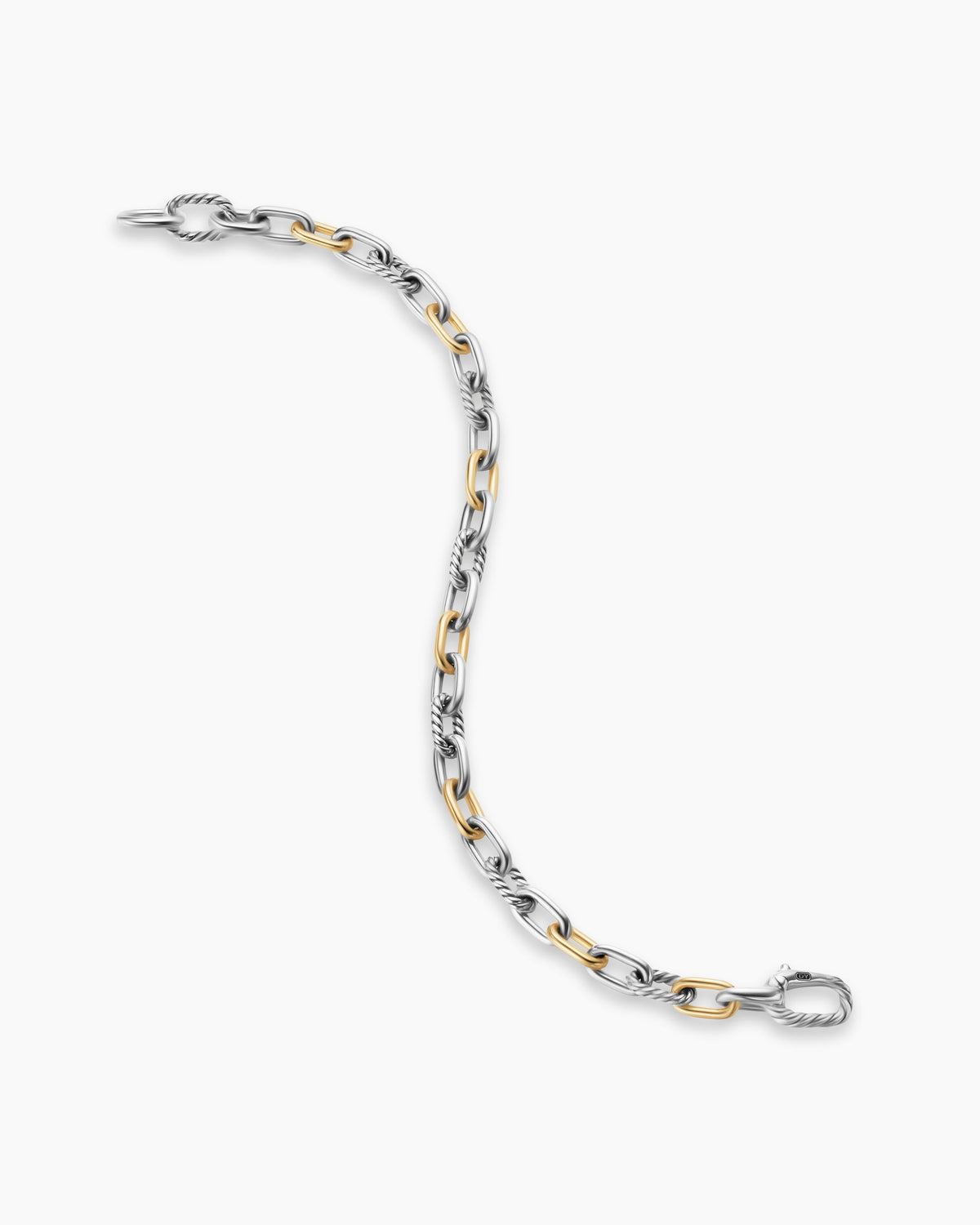 David Yurman Mens DY Madison Chain Bracelet in Sterling Silver with 18K Yellow Gold, 6mm David Yurman Men’s