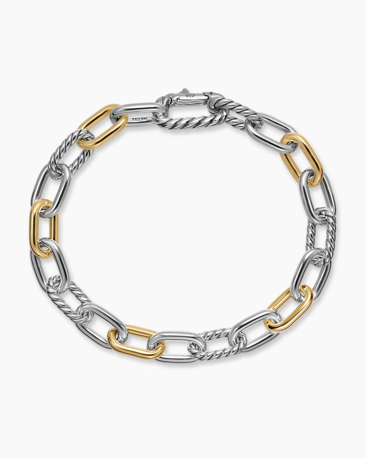 David Yurman Mens DY Madison Chain Bracelet in Sterling Silver with 18K Yellow Gold, 8.5mm David Yurman Men’s