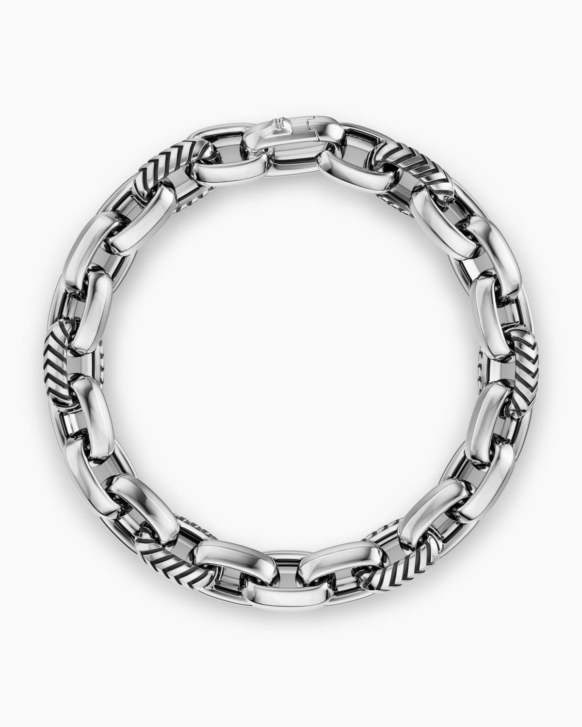 David Yurman Mens Chevron Oval Link Bracelet in Sterling Silver, 10mm David Yurman Men’s