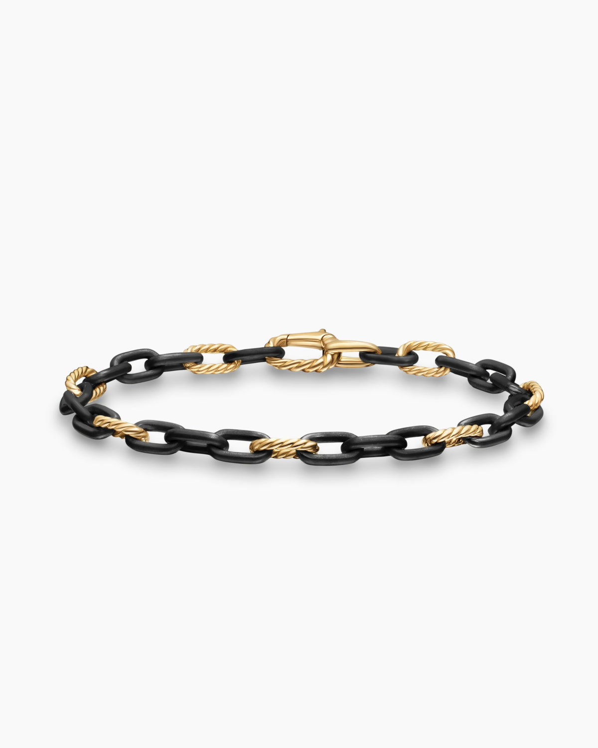 David Yurman Mens DY Madison Chain Bracelet in Black Titanium with 18K Yellow Gold, 6mm David Yurman Men’s