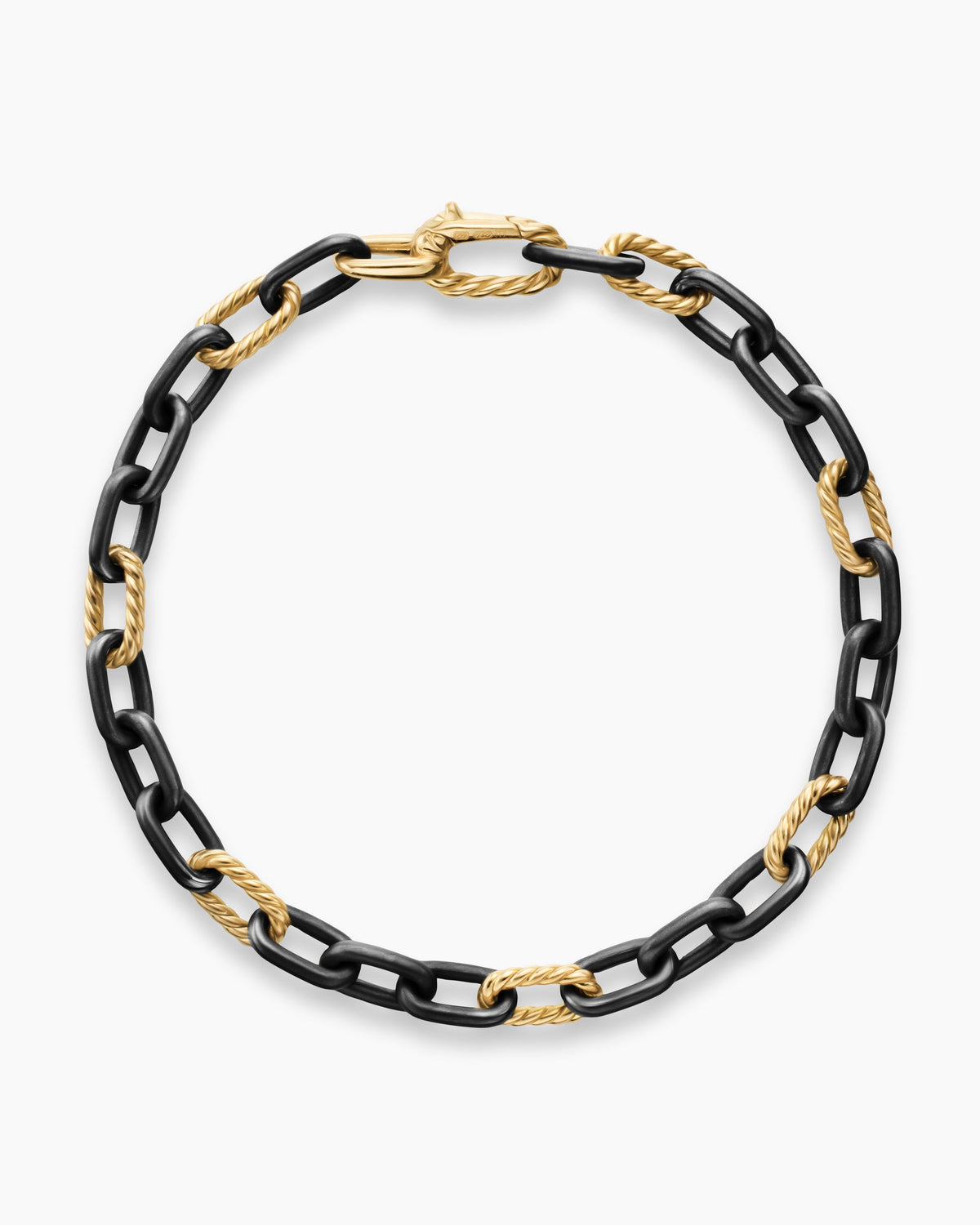 David Yurman Mens DY Madison Chain Bracelet in Black Titanium with 18K Yellow Gold, 6mm David Yurman Men’s