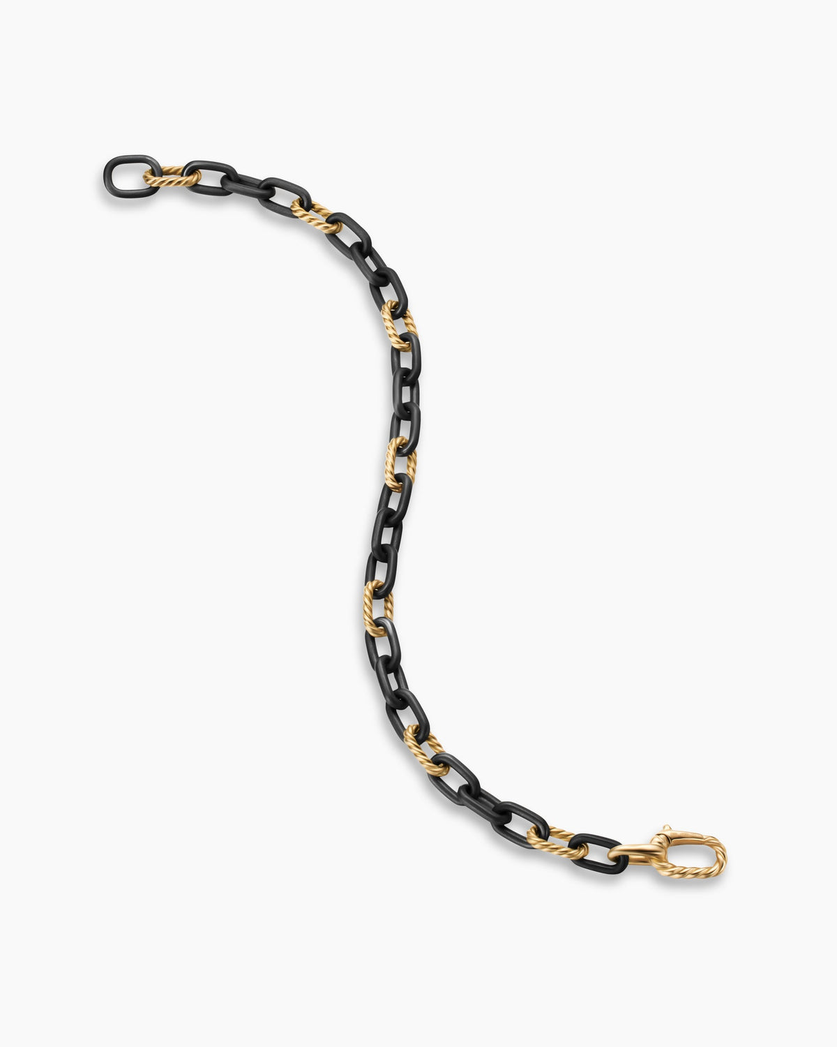 David Yurman Mens DY Madison Chain Bracelet in Black Titanium with 18K Yellow Gold, 6mm David Yurman Men’s