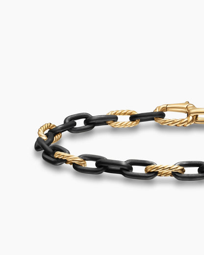 David Yurman Mens DY Madison Chain Bracelet in Black Titanium with 18K Yellow Gold, 6mm David Yurman Men’s