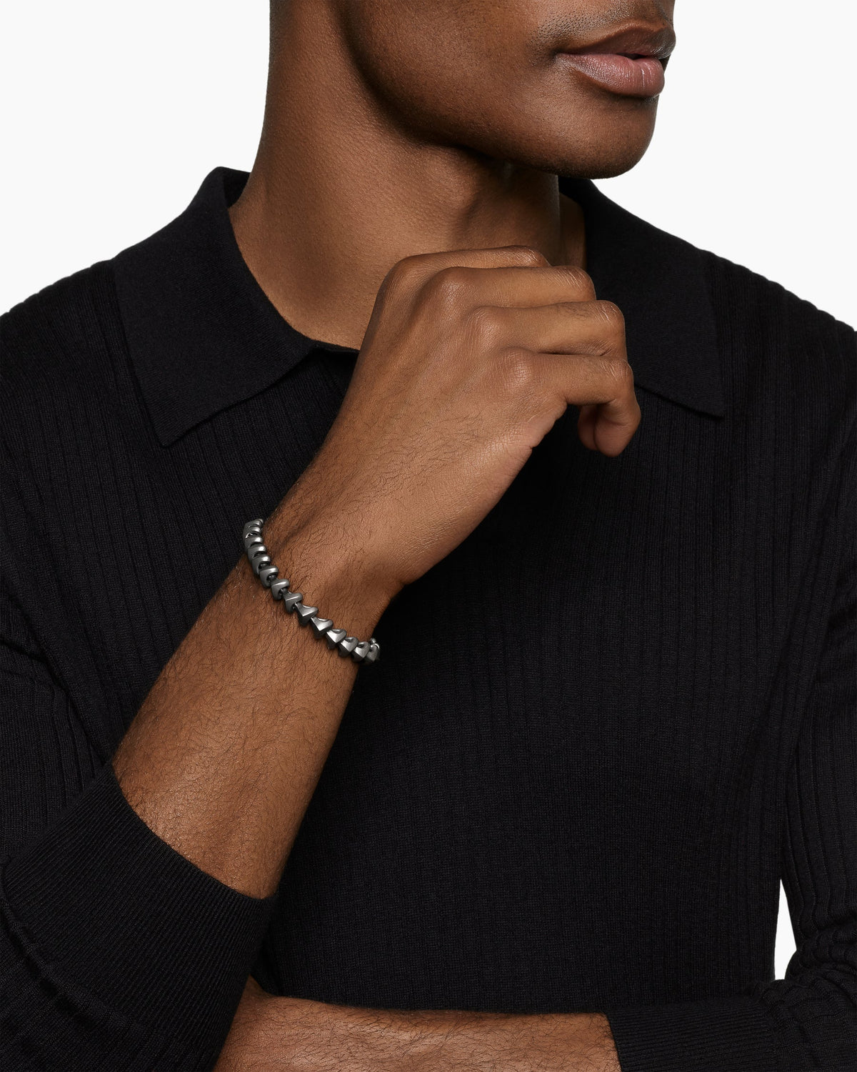 David Yurman Mens Armory Link Bracelet in Anthracite Titanium with Sterling Silver, 9.5mm David Yurman Men’s
