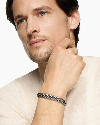 David Yurman Men's Curb Chain Angular Link Bracelet in Anthracite Titanium, 11mm David Yurman Men’s