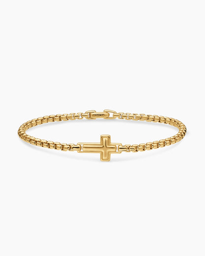 David Yurman Mens Cross Station Bracelet in 18K Yellow Gold, 3.4mm David Yurman Men’s