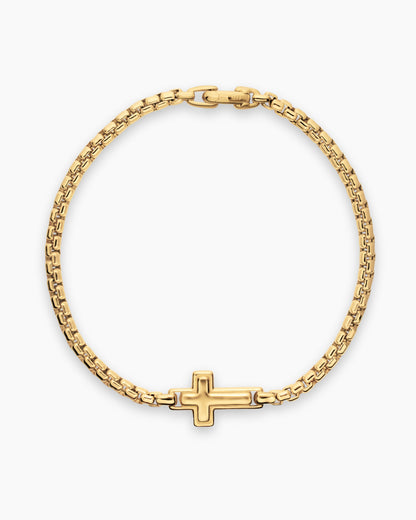 David Yurman Mens Cross Station Bracelet in 18K Yellow Gold, 3.4mm David Yurman Men’s