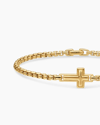 David Yurman Mens Cross Station Bracelet in 18K Yellow Gold, 3.4mm David Yurman Men’s
