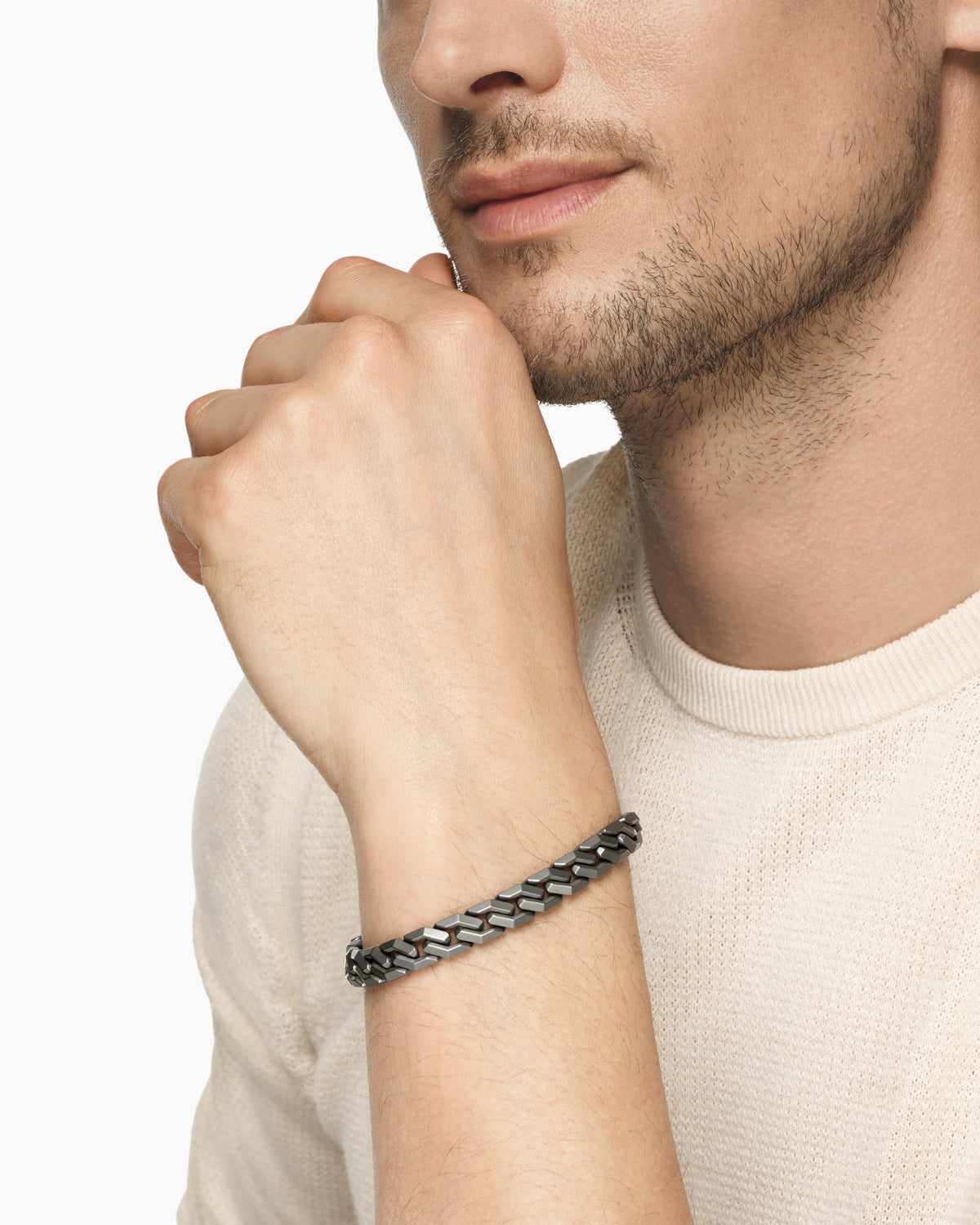 David Yurman Men's Angular Curb Chain Bracelet in Anthracite Titanium, 8.7mm David Yurman Men’s
