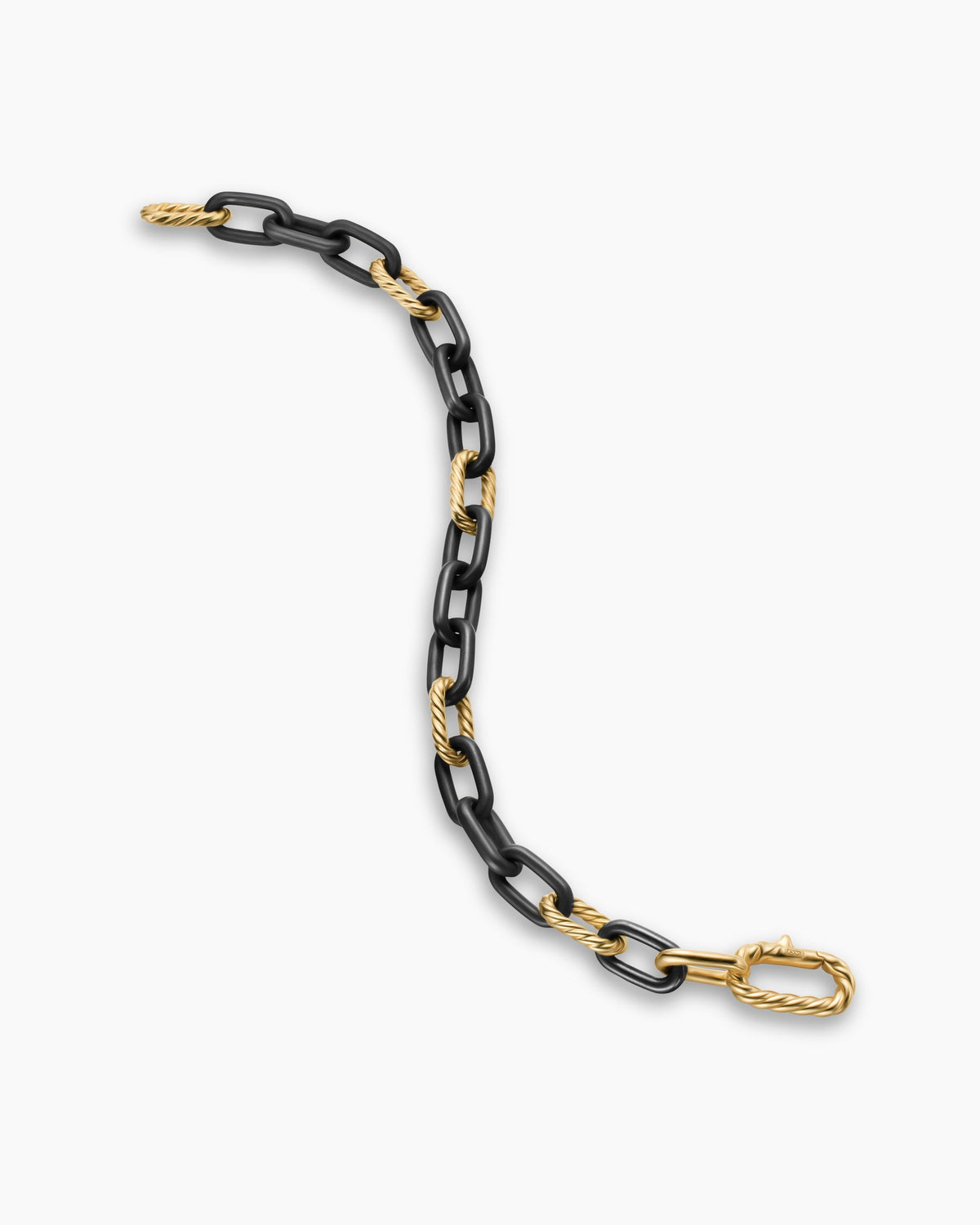 David Yurman Mens DY Madison Chain Bracelet in Black Titanium with 18K Yellow Gold, 8.5mm David Yurman Men’s