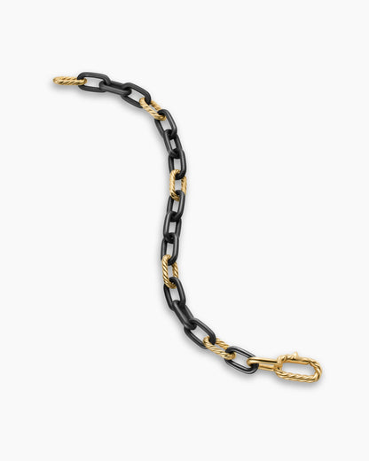 David Yurman Mens DY Madison Chain Bracelet in Black Titanium with 18K Yellow Gold, 8.5mm David Yurman Men’s