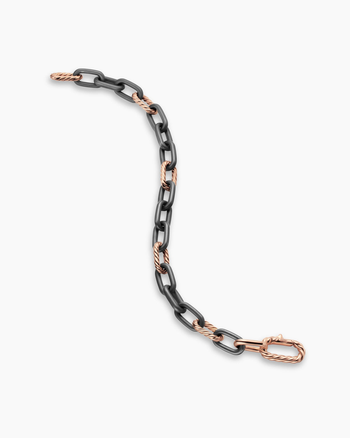 David Yurman Mens DY Madison Chain Bracelet in Grey Titanium with 18K Rose Gold, 8.5mm David Yurman Men’s