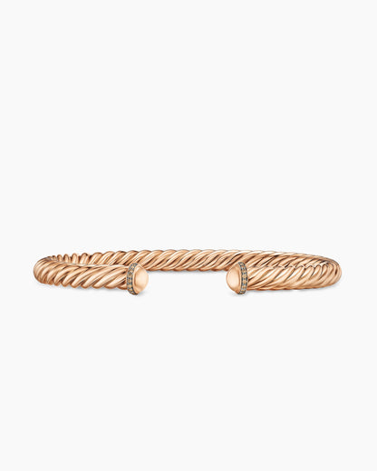 David Yurman Mens Cable Cuff Bracelet in 18K Rose Gold with Cognac Diamonds, 6mm David Yurman Men’s