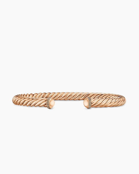 David Yurman Mens Cable Cuff Bracelet in 18K Rose Gold with Cognac Diamonds, 6mm David Yurman Men’s