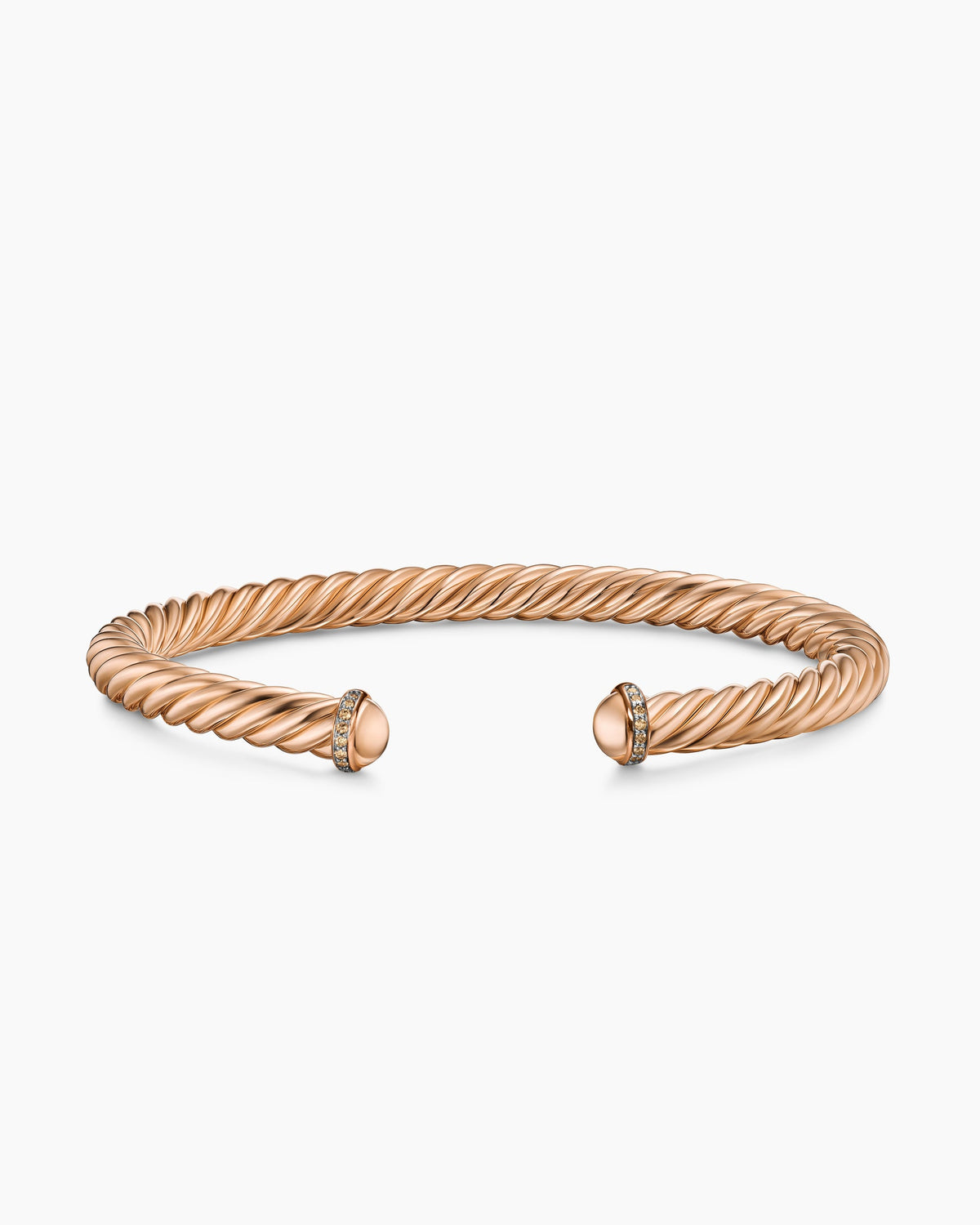 David Yurman Mens Cable Cuff Bracelet in 18K Rose Gold with Cognac Diamonds, 6mm David Yurman Men’s