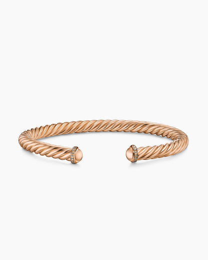 David Yurman Mens Cable Cuff Bracelet in 18K Rose Gold with Cognac Diamonds, 6mm David Yurman Men’s