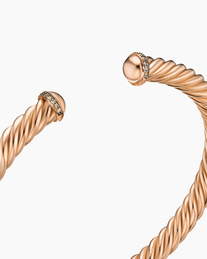 David Yurman Mens Cable Cuff Bracelet in 18K Rose Gold with Cognac Diamonds, 6mm David Yurman Men’s