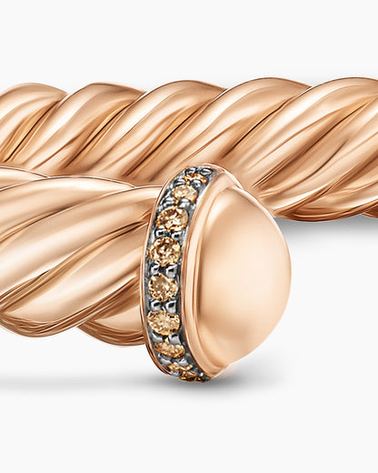 David Yurman Mens Cable Cuff Bracelet in 18K Rose Gold with Cognac Diamonds, 6mm David Yurman Men’s