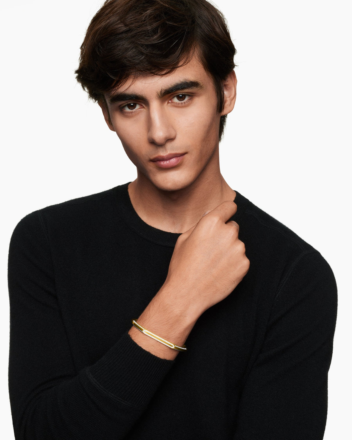 David Yurman Mens Streamline® Cuff Bracelet in 18K Yellow Gold with Diamonds, 5.5mm David Yurman Men’s