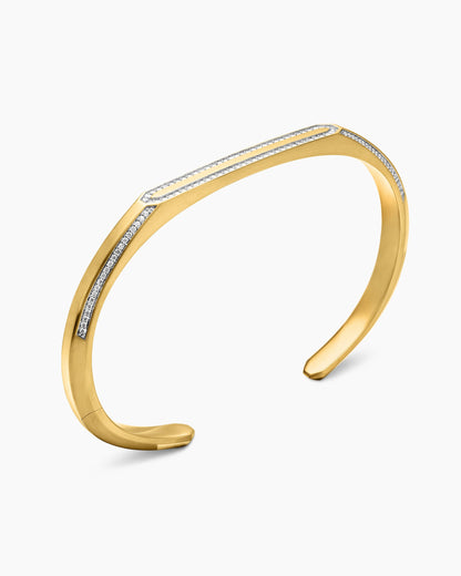 David Yurman Mens Streamline® Cuff Bracelet in 18K Yellow Gold with Diamonds, 5.5mm David Yurman Men’s