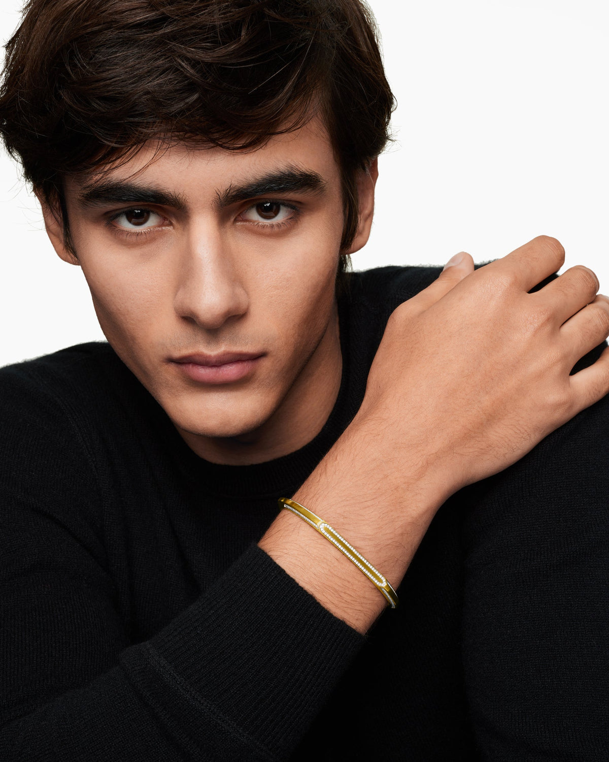David Yurman Mens Streamline® Cuff Bracelet in 18K Yellow Gold with Diamonds, 5.5mm David Yurman Men’s