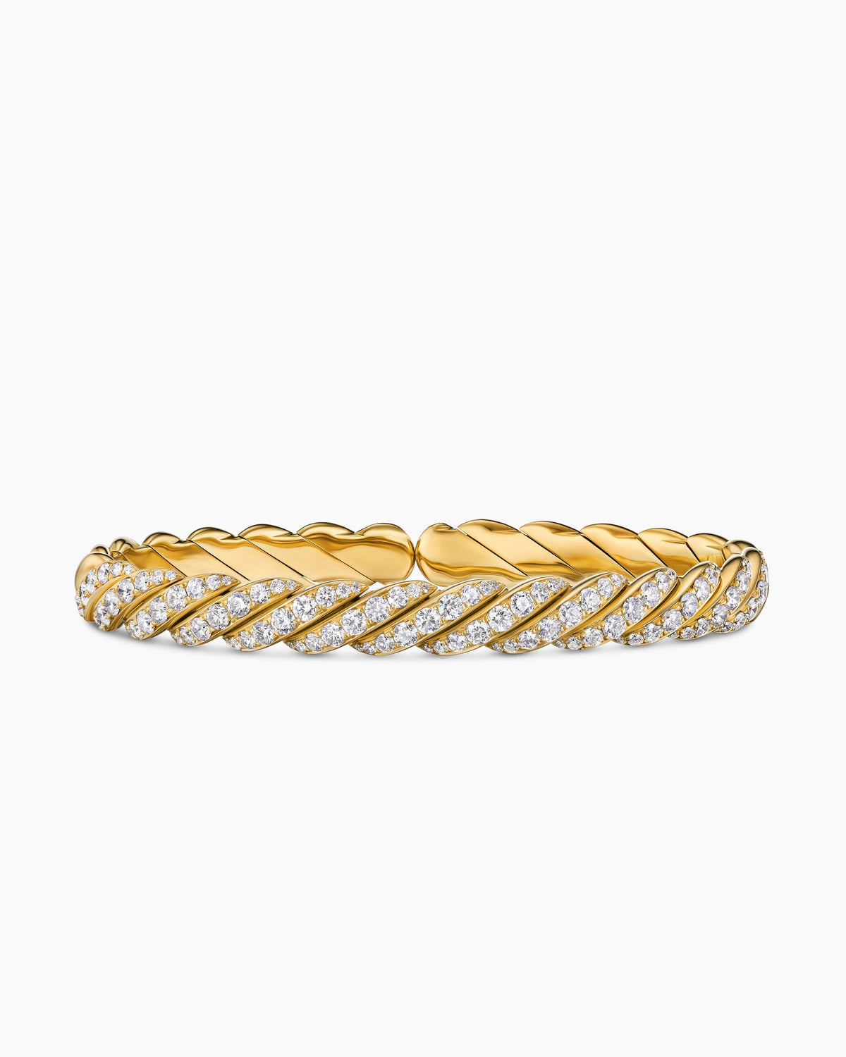 David Yurman Mens Sculpted Cable Pavé Flex Bracelet in 18K Yellow Gold, 7.5mm David Yurman Men’s