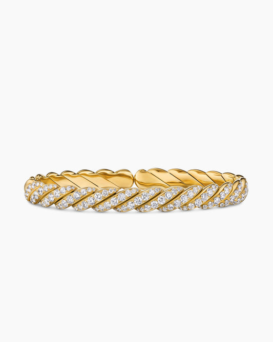 David Yurman Mens Sculpted Cable Pavé Flex Bracelet in 18K Yellow Gold, 7.5mm David Yurman Men’s